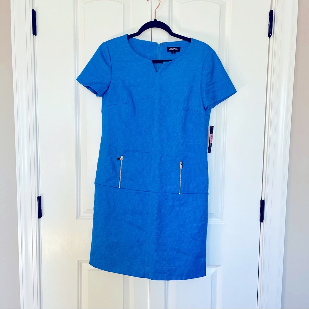 Tahari Shift Dress size 4 blue new with tags NWT